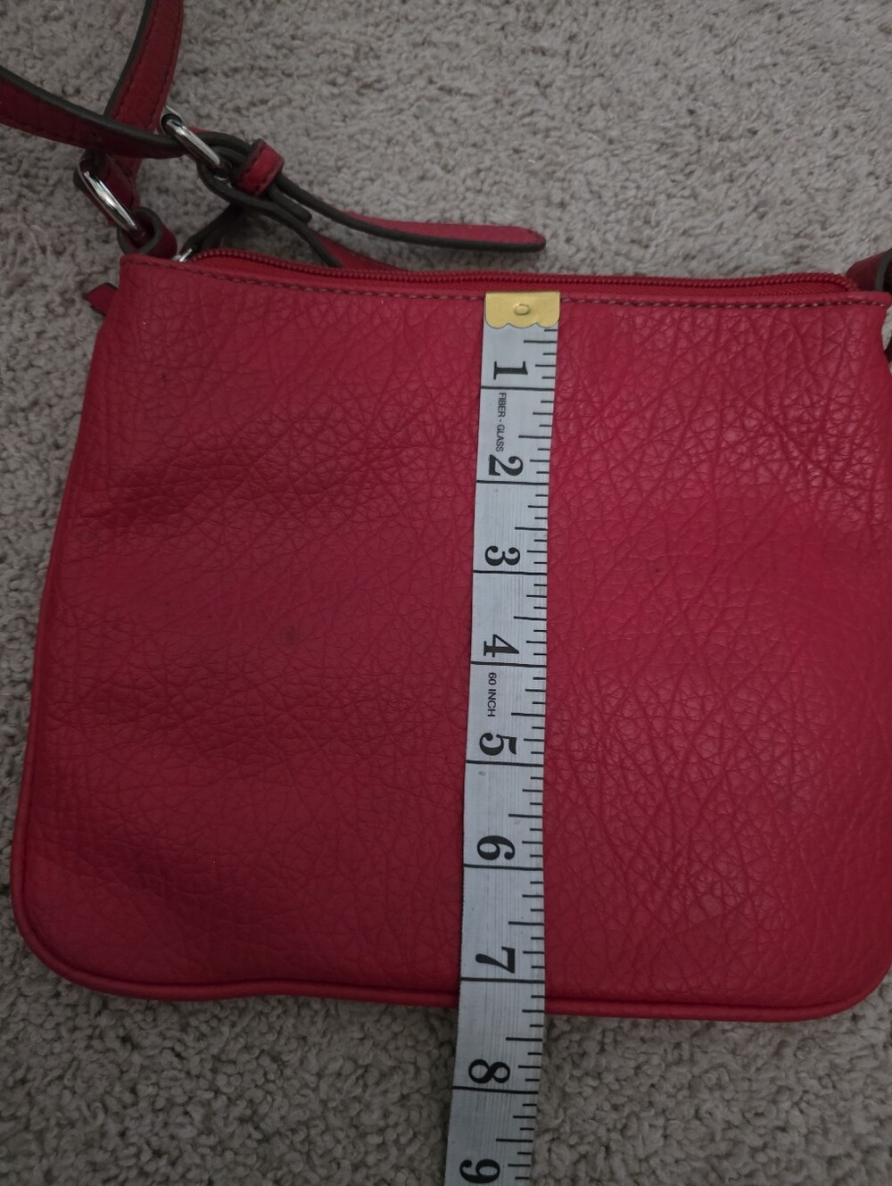 Nine West Red Coral Pebbled Faux Leather Crossbody Bag - Picture 9 of 10